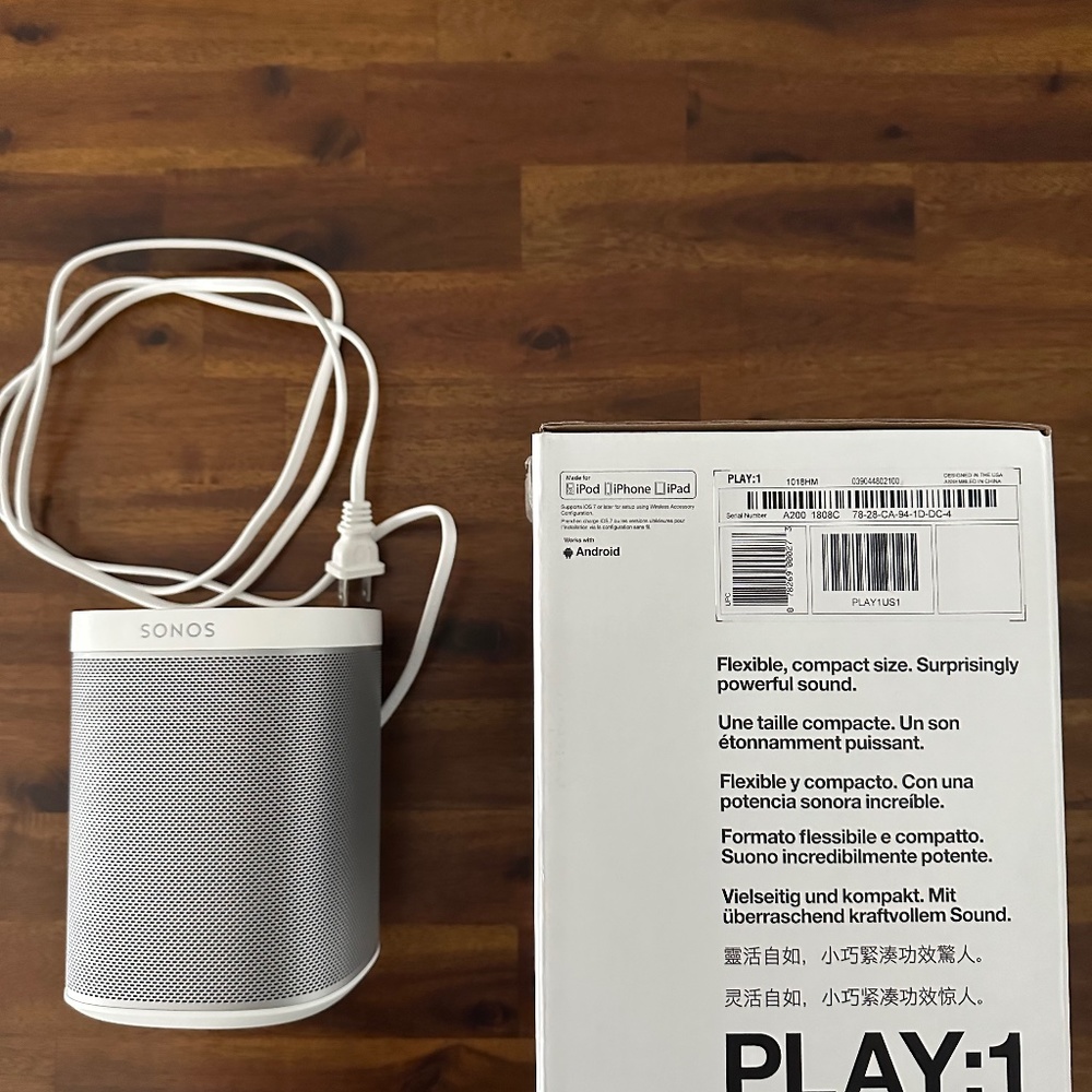 Sonos Play 1- Wi-Fi streaming, Wireless Home Speaker-White